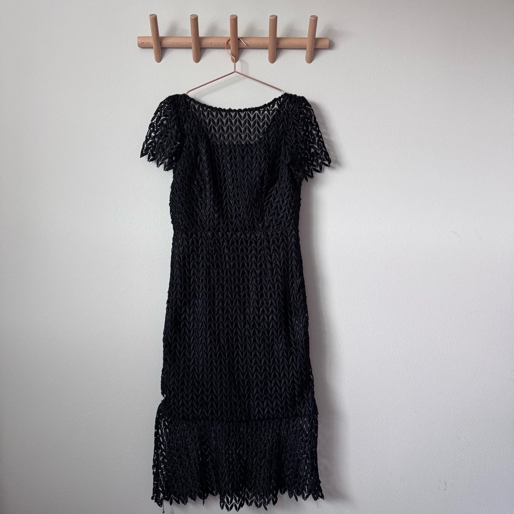 Kay Unger Black Tatum Floral Lace Midi Dress - Picture 3 of 13